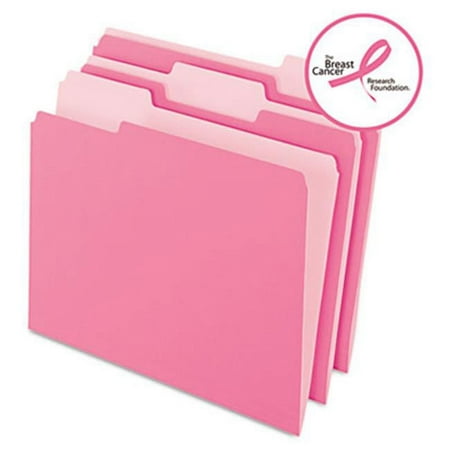Pendaflex Two-Tone File Folders- 1/3 Cut- Top Tab- Letter- Pink/Light Pink- 100/Box
