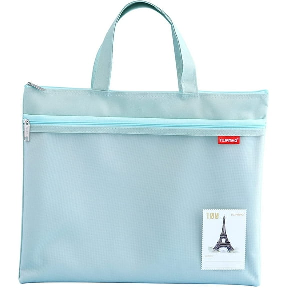 Pendancy Water-Repellent Double-Layer Zippered Pouch File Folder Organizer Travel Pouch Document Handbag (A4 Green)