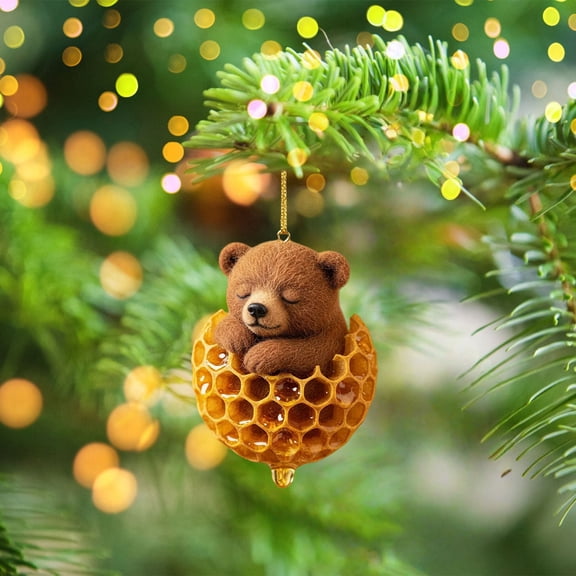 Pendant *1 Beehive Wrapped in Asleep—8Cm Cute Acrylic Ornament in Honeycomb Ornament