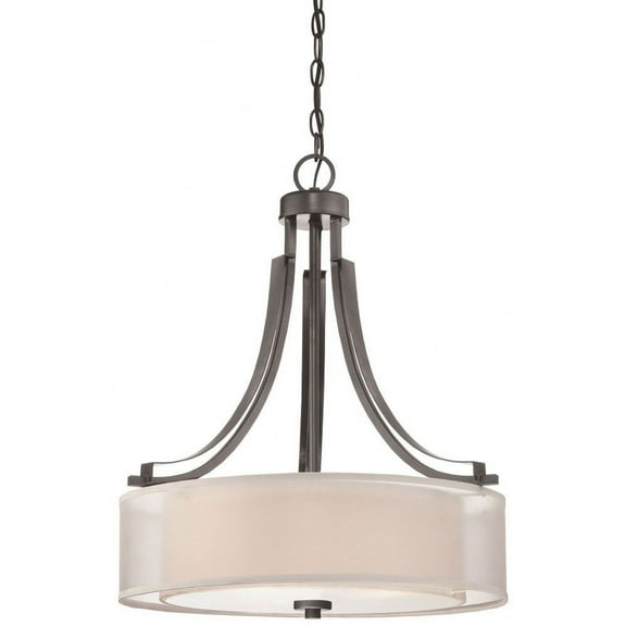 4104-172-Minka Lavery-Parsons Studio - Pendant 3 Light Translucent Sliver Linen in Transitional Style - 23.5 inches tall by 20.5 inches wide-Smoked