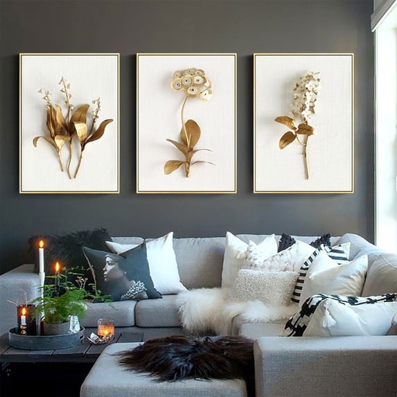 Pendant,3X Decorative Paintings,3 Piece Set Modern Wall Art Flower Print Large Canvas Painting Picture Abstract(No Frame),Hangs,Fiber Cloth Decorative Pendant