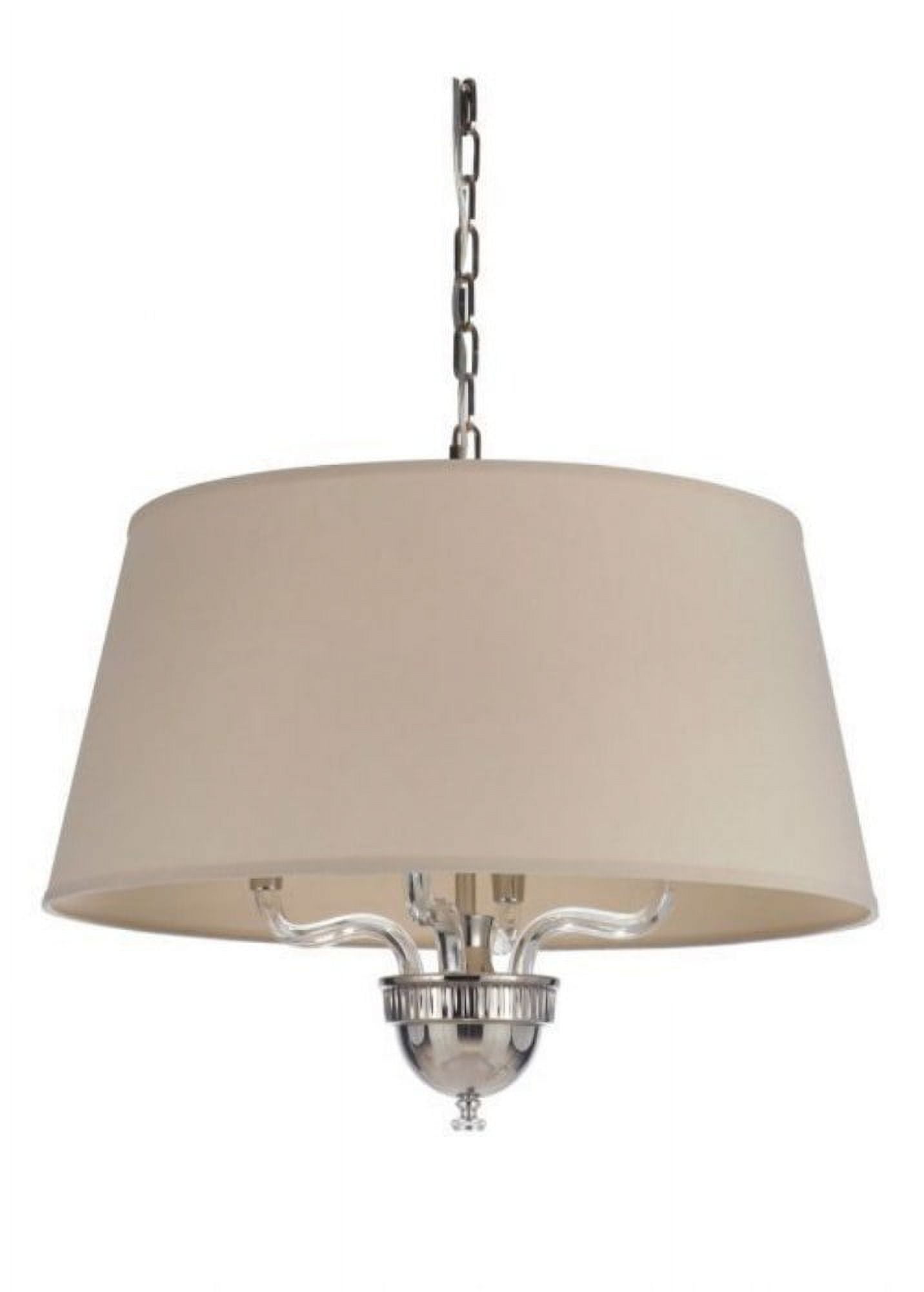 Polished Nickel Crystal Mini Pendant with Cream Shade