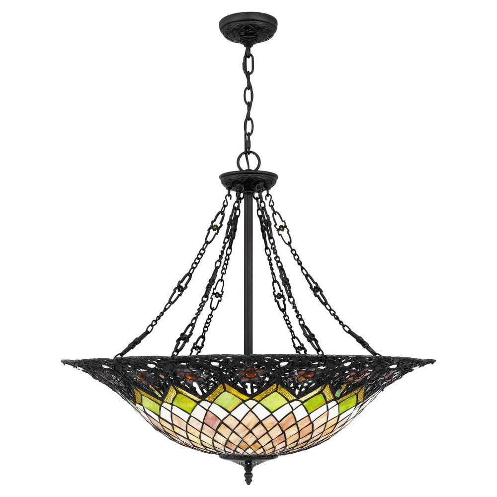 Adriana 32" Vintage Bronze Glass Bowl Pendant Light