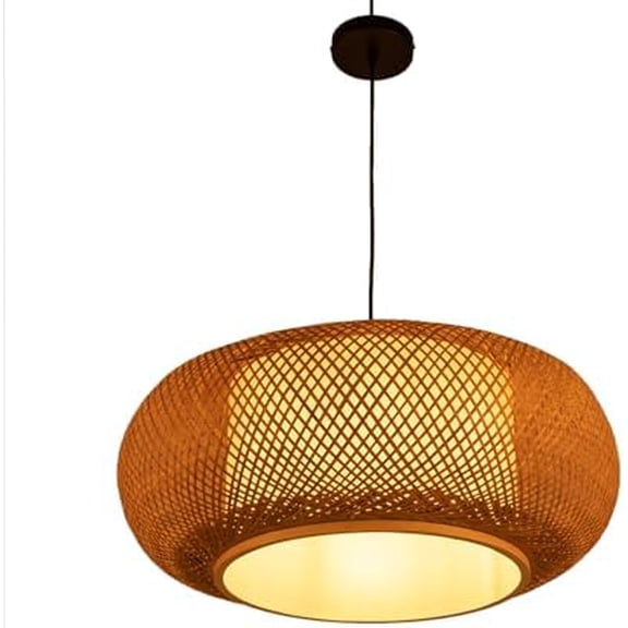 Pendant Bamboo Lamp, 24" Rustic Rattan Pendant Light Fixture Wicker Shade Basket Woven Chandelier with Adjustable Cord for Dining Room Living Room Restaurant$$Tools & Hardware Other