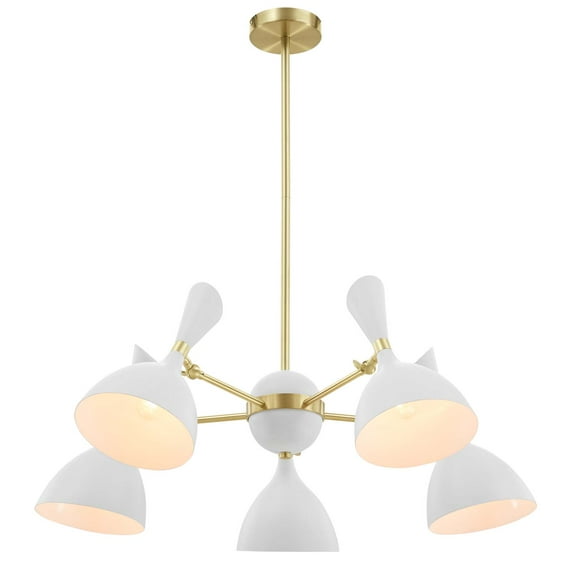 Pendant Ceiling Light Fixture, White, Metal, Modern Contemporary, Mid Century Kitchen Room Cafe Bistro Restaurant Hospitality