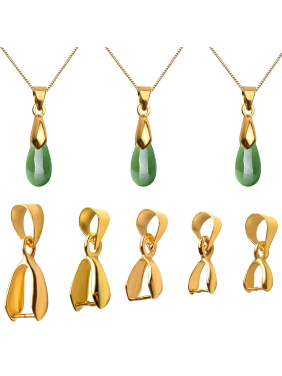 Pendant Clasps,50pcs Jewelry Making Supplies Pinch Clasp Bail Clip for Jewelry Making,Gold