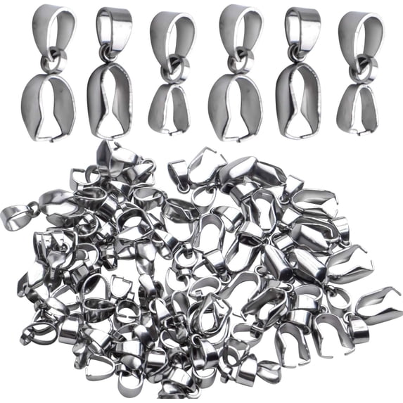 Pendant Clip Clasp,60pcs 3 Sizes Pinch Clip Bail Clasp Stainless Steel Pendant Clasp for Jewelry Making Crafts DIY,15mm/16mm/18mm