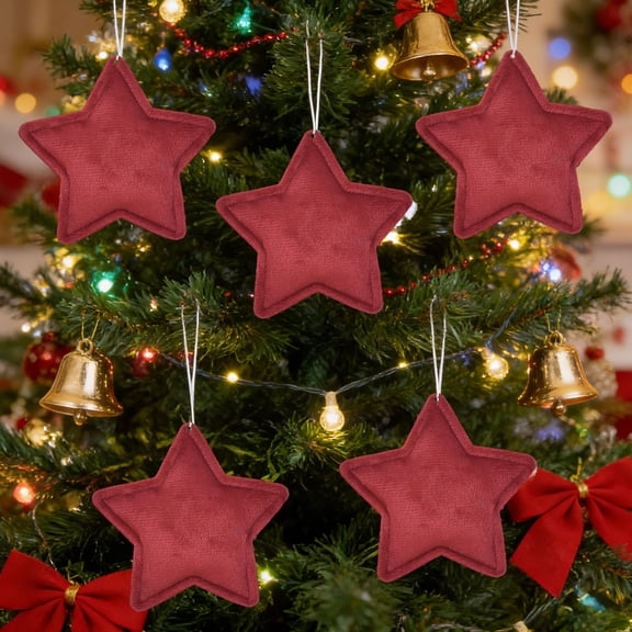 Pendant Decoration – Star Ornament | Hanging Accent, Recycled Cloth, Sea Glass Look | Thoughtful Gift | Multicolor | 5-Pack | 4.92 in