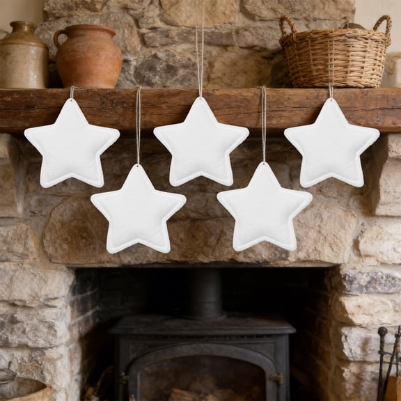 Pendant Decoration – Star Ornament | Hanging Accent, Recycled Cloth, Sea Glass Look | Thoughtful Gift | Multicolor | 5-Pack | 4.92 in