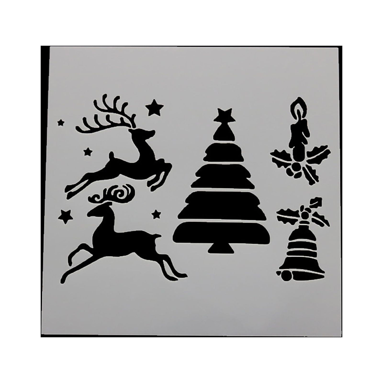 Christmas Stencils for Painting on Wood Reusable, Xmas Holiday Winter Farm  Fresh Christmas Tree Santa Ornament Templates for Crafts Wall Door Home