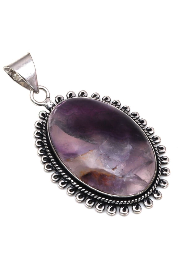 Pendant Fluorite Gemstone Handmade Mother'Day Gift Silver Jewelry 2"