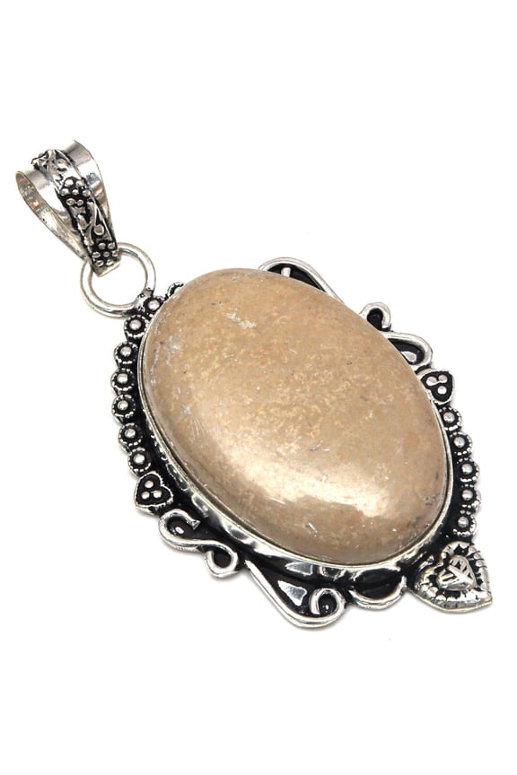 Pendant Fossil Coral Gemstone Handmade Mother'Day Silver Jewelry 2.5"