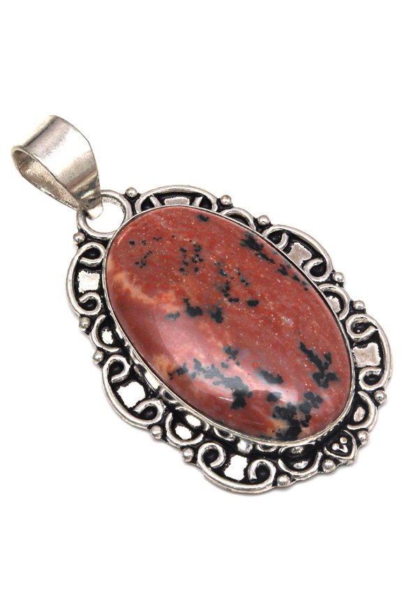 Pendant Hunny Dendritic Opal Gemstone Handmade Silver Jewelry 2.25"