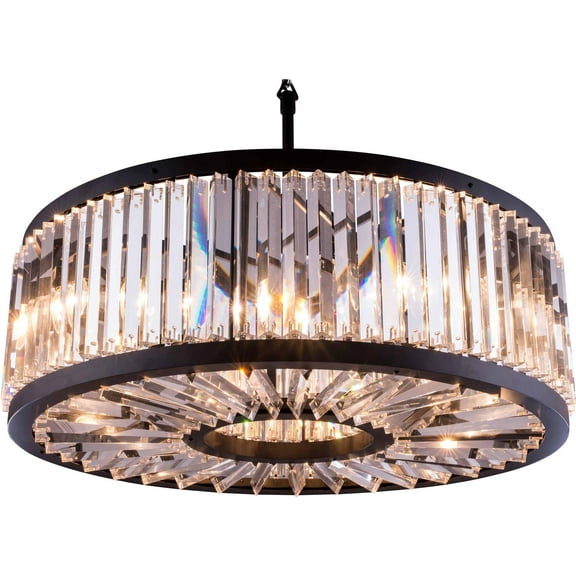 Pendant Lamp CHELSEA 10-Light Mocha Brown Silver Shade Gray Crystal Roya EL-3259