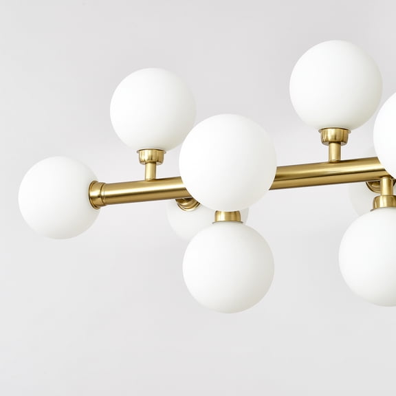 Pendant Lamp with Opal Glass Shade, 16-Lights Modern Farmhouse Ceiling Pendant Hanging Light Fixture Over Table, for Dining Room, Kitchen Island--NO INCLUDED BULBS--GOLD