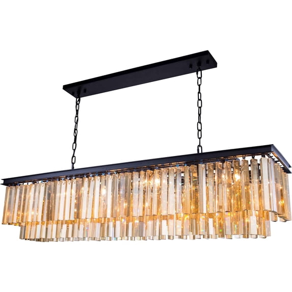 Pendant Lamp SYDNEY 12-Light Mocha Brown Silver Shade Gray Crystal Royal EL-3249