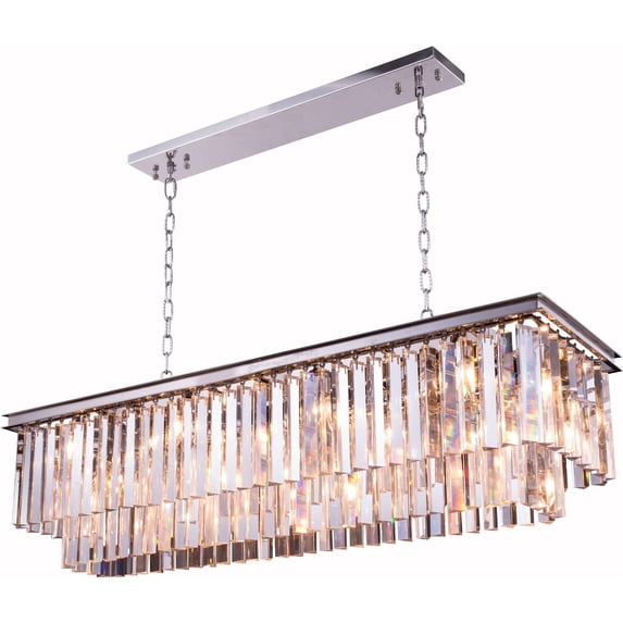 Pendant Lamp SYDNEY 12-Light Polished Nickel Silver Shade Gray Crystal R EL-3247