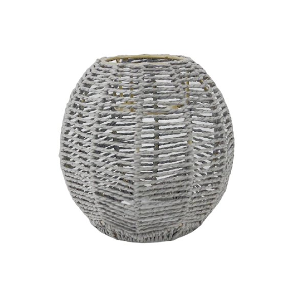 Pendant Lamp Shade Hand Woven Paper Rope Rattan Wicker Ceiling Lamp Shade Shade Round Gray