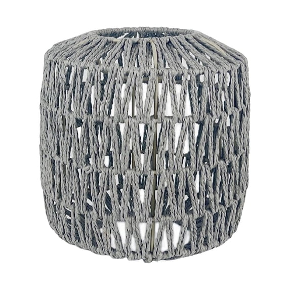 Pendant Lamp Shade Hanging Light Fixture Boho Woven Rattan Ceiling Gray