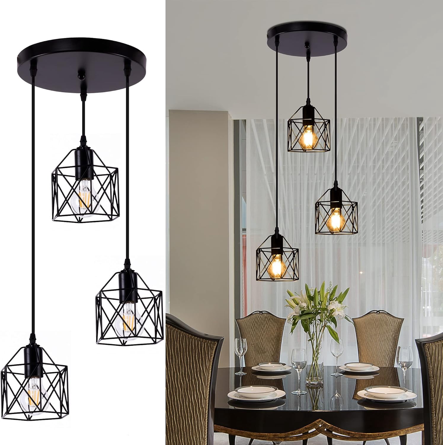 Curated visual reference: Pendant Light Black Industrial Farmhouse Metal Hanging Lights Fixture Photo Inspiration