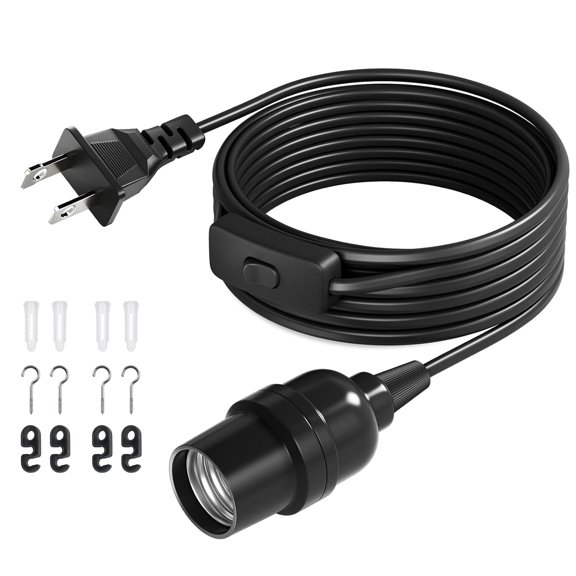 Pendant Light Cord, for Hanging Paper Lantern, 13 Ft, Black, 1-Pack
