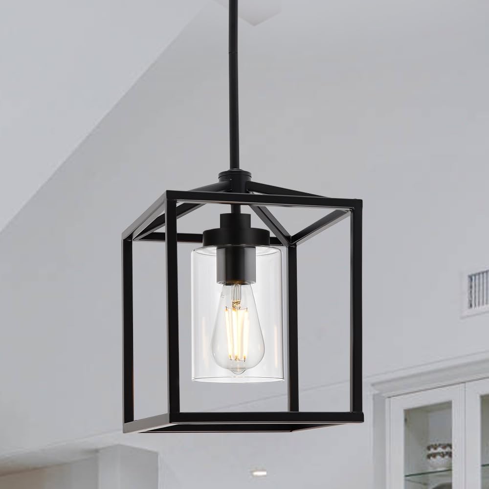 Pendant Light Fixture 1Light, Black Pendant Lighting for Kitchen