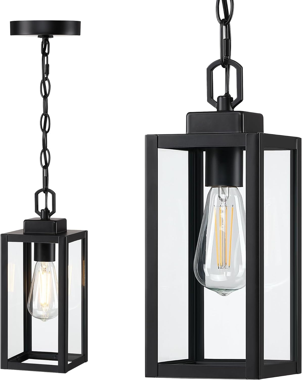 Pendant Light Fixture, Black Modern Exterior Ceiling Lighting for Kitchen Porch Front Door