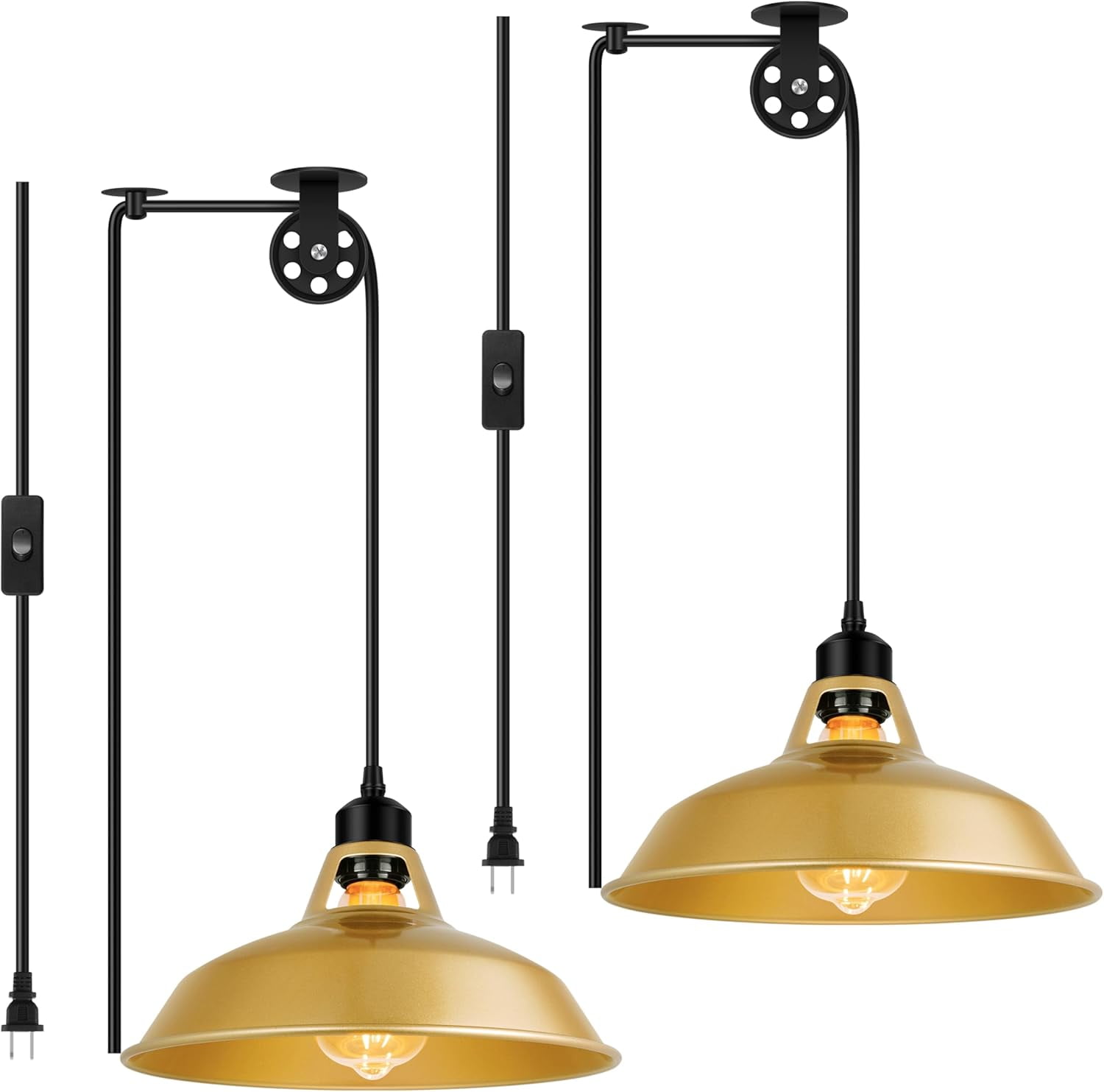 Pendant Light Hanging Lamps Lights with Plug in Cord 14.76ft Adjustable ...