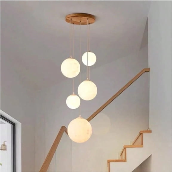 Pendant Light for Living Room, Modern Hanging Lamp for Staircase, Indoor LED Chandelier for Home Decor Kitchen Island Dining Room, 1-Pack
