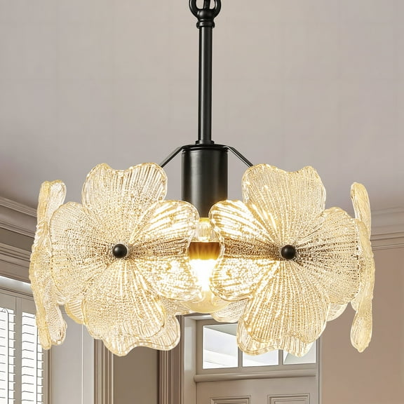 Pendant Light with Petal Glass Lampshade Modern Minimalist Pendant Light Fixture Hanging Island Light for Dining Room Living Room Hallway