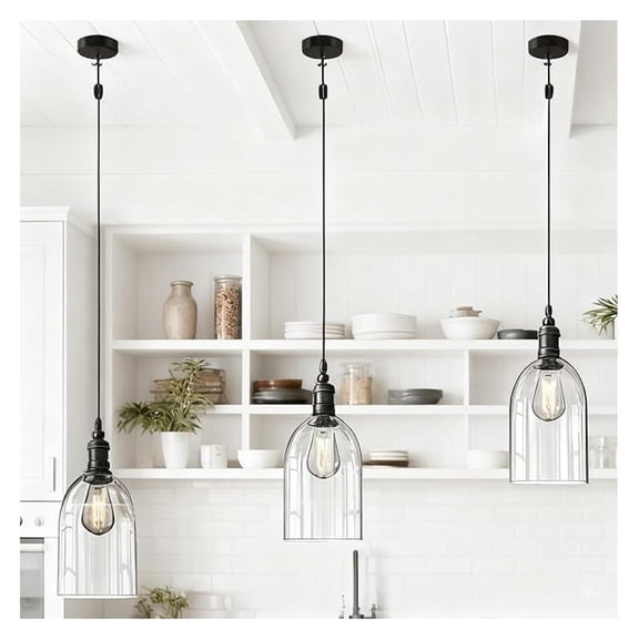 Pendant Lights Kitchen Island: Pendant Light Fixtures 3 Pack with Big Clear Glass Shades - Kitchen Island Lighting/Lights Modern Design for Farmhouse/Bathroom