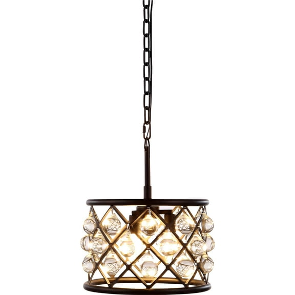 Pendant MADISON 3-Light Mocha Brown Clear Crystal Polished Nickel Glass EL-3451