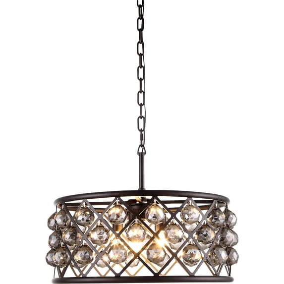 Pendant MADISON 5-Light Mocha Brown Silver Shade Gray Crystal Glass Forg EL-3482