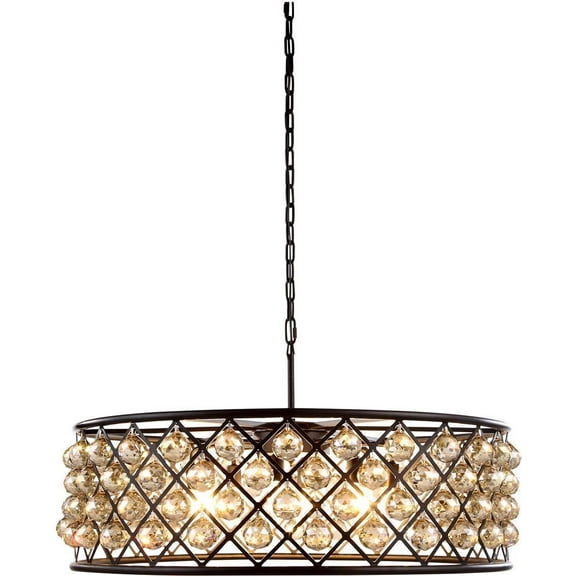 Pendant MADISON 8-Light Polished Nickel Golden Teak Smoky Crystal Gold F EL-3498