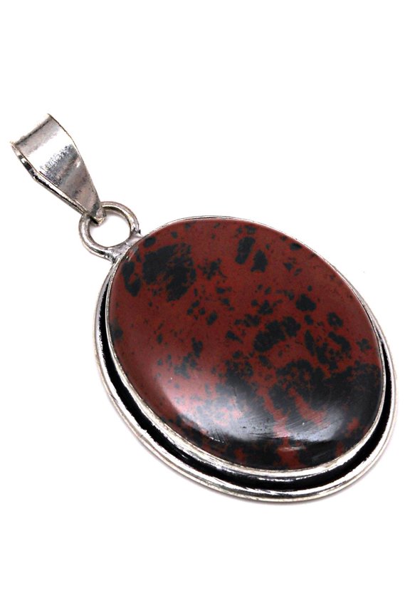 Pendant Mahogany Obsidian Gemstone Handmade Silver Jewelry 2"