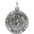 thumbnail image 1 of Necklace 14k White Gold 18mm Polished Round St. Christopher Medal Pendant for Women - 2.2 Grams, 1 of 2