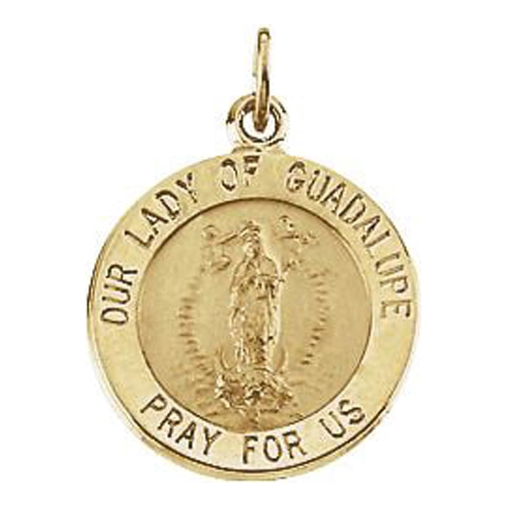 Necklace 14k Yellow Gold 15mm Polished Round Our Lady Of Guadalupe ...
