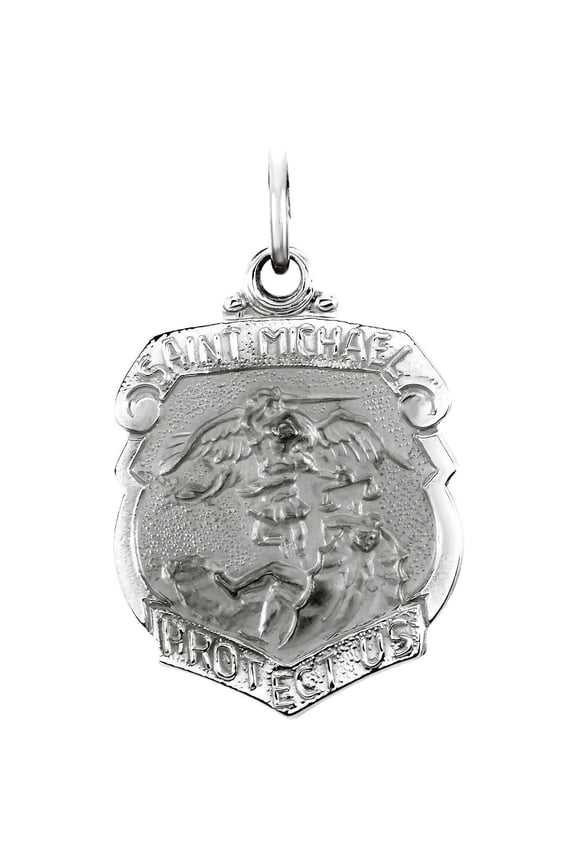 Necklace 925 Sterling Silver 25x21mm Polished St. Michael Shield Medal Pendant for Women - 3.9 Grams
