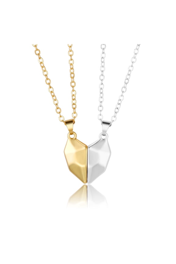Pendant Necklace Couple Paired Broken Heart Pendant Necklace for Couples Lover Best Friend Gift Wedding Valentine'S Day Magnet Necklaces A Pair Of Love Necklace Wishing Stone Creative Necklace