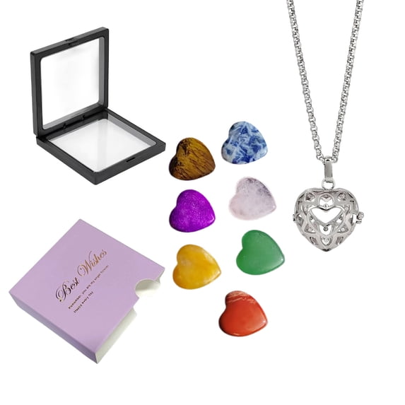 Pendant Necklace Gift Box with Heart Design Customizable Message Card for Valentine's Day Anniversary Romantic Gift for Her(C)