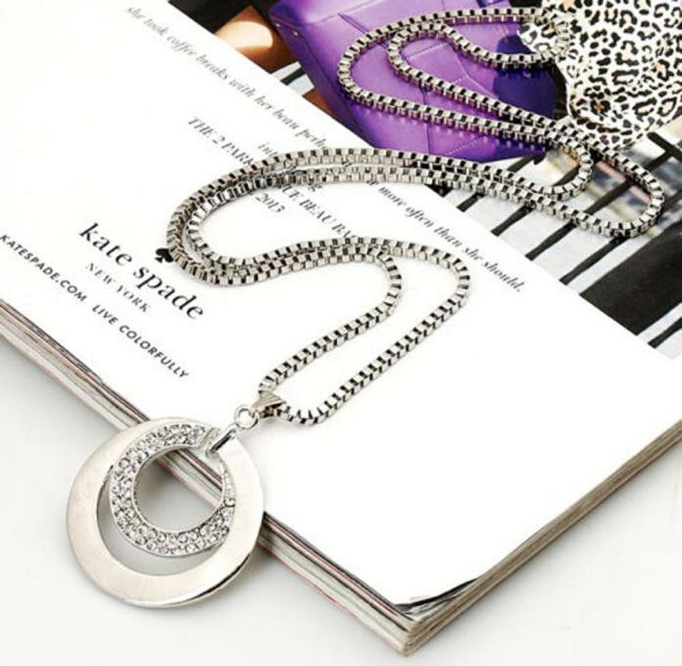 Pendant Necklace Gift Rhinestone Chain Plated Women Fashion Long Necklaces  Pendants Three Circle Necklace Pave Necklace Heart Pendant Necklace with  Names Memory Chain with Picture Flower 