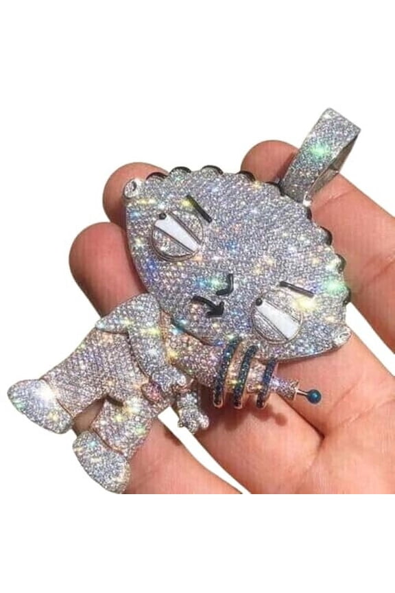 Pendant Necklace Moissanite Diamond Cartoon Pendant Lucky Style Griffin Cartoon Studded Hip Hop Rapper Pendant 14K Gold Plated Handmade Custom Diamond Pendant Gift For Him