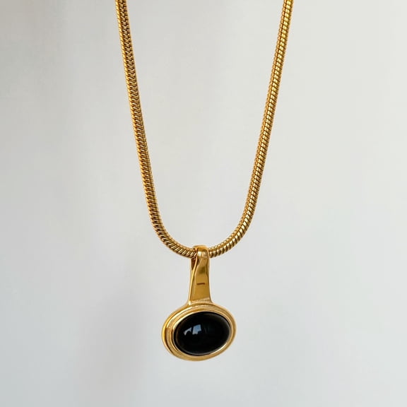 Pendant Necklace Non Tarnish Gold Charm Necklace 18k Gold-Plated Gemstone Necklace for Women