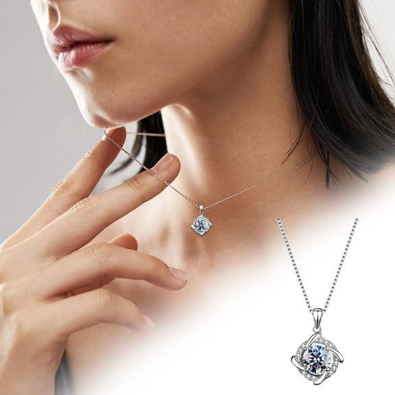 Pendant Necklace For Women,Heart Pendant Necklace,Necklaces For Women, Christmas Clearance Sale! Lssam Elegant Silver Necklace Pendant Cubic Zirconia Women Jewelry Wedding Gifts