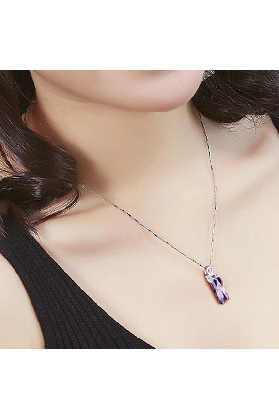 Pendant Necklace for Women Natural Amethyst Pendant Angel Tear Jade Pendants Jewelry for Women Men Gemstone Diamond Inlaid Short Collar Chain Pendant Without Chain