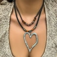 thumbnail image 1 of Pendant Necklace for Women Heart Long Pendant Necklace Beaded Neckchain for New Women Versatile Butterfly Wooden Beads Vintage Turquoise Necklace, 1 of 17
