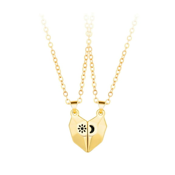 Pendant Necklace for Women Love Pendant Necklace Magnetics Sun Moon Heart Shaped Couple Necklace Valentine'S Day Gift