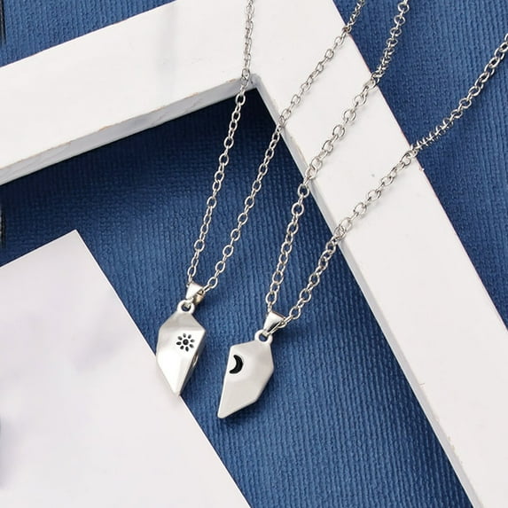 Pendant Necklace for Women Love Pendant Necklace Magnetics Sun Moon Heart Shaped Couple Necklace Valentine'S Day Gift