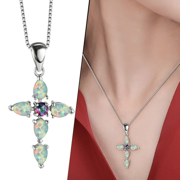 Pendant Necklace for Women Personality Fashion Temperament Opal Cross Pendant Pendant Necklace for Women Jewelry Gifts