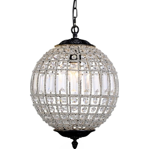 Pendant OLIVIA 1-Light French Gold Clear Crystal Polished Nickel Glass R EL-3282